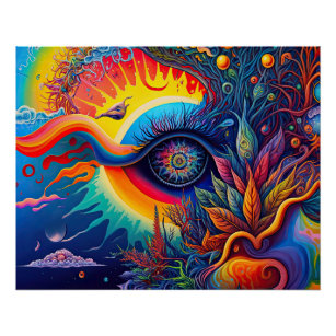 Farbenfrohe Abstrakte Psychedelic Seeing Eye Spiri Poster