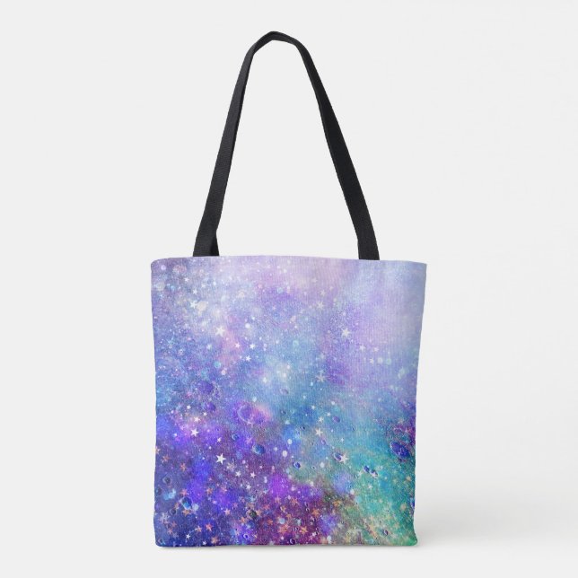 Farbenfrohe Abstrakte Raumwelt Tasche (Rückseite)