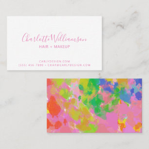 Farbenfrohe Abstrakte Regenbogenmalerei Pink Scrip Visitenkarte