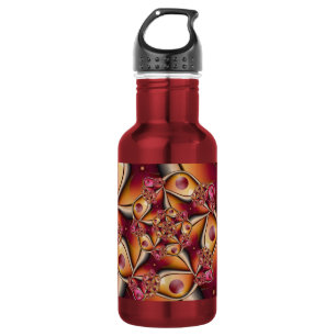Farbenfrohe abstrakte rote orange Fantasie-Fraktal Edelstahlflasche