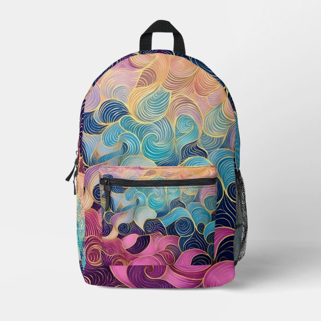 Farbenfrohe, abstrakte Schwenk-Design - bedruckter Rucksack (Vorderseite)