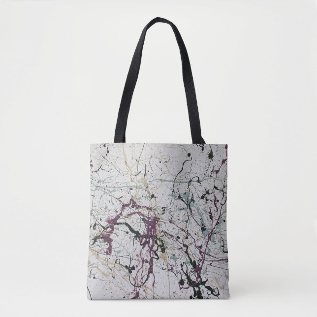 Farbenfrohe Abstrakte Spritzer Malerei Tote Tasche (Vorderseite)