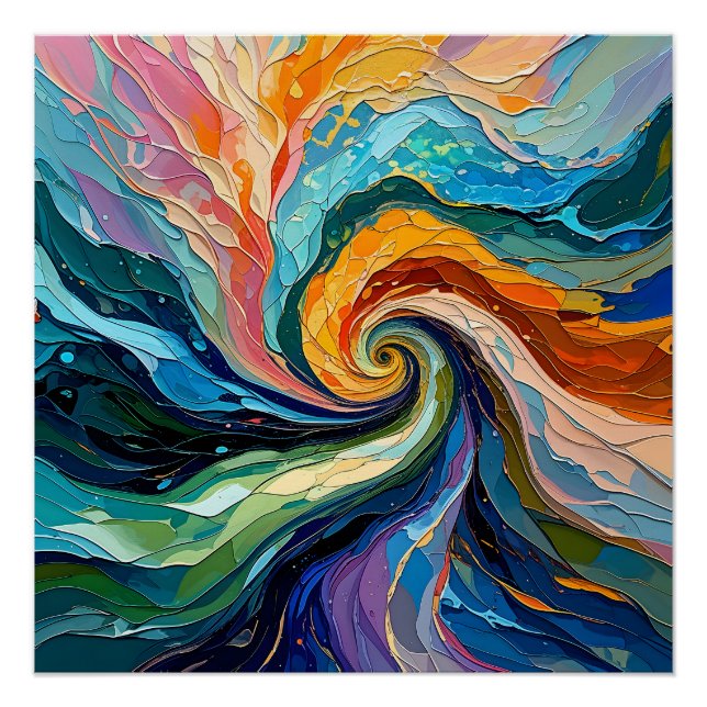 Farbenfrohe Abstrakte Swirt: Dynamic Spectrum Art  Poster (Vorderseite)