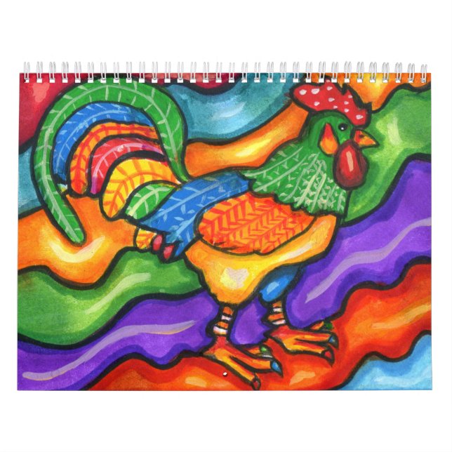 Farbenfrohe Abstrakte Tiere Whimsikkunst Kalender (Titelbild)