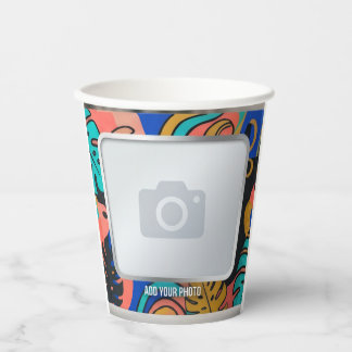 Farbenfrohe abstrakte tropische Foto-Kaffeeschutzt Pappbecher