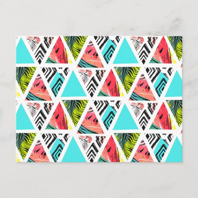 Farbenfrohe Abstrakte tropische Muster Postkarte (Vorderseite)