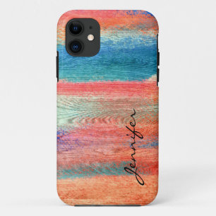 Farbenfrohe Abstrakte Vintage Holzkörner Case-Mate iPhone Hülle