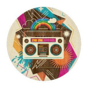 Farbenfrohe Abstrakte Vintage Radio-Illustration Schneidebrett