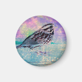 Farbenfrohe Abstrakte Vogelkunst: Lebhafter Songbi Magnet