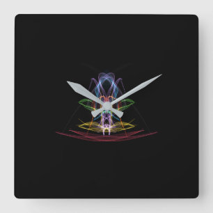 Farbenfrohe, abstrakte Wandleuchte Quadratische Wanduhr