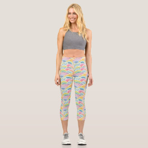 Farbenfrohe Abstrakte Waves Capri Leggings