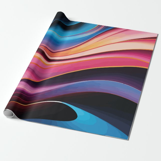 Farbenfrohe Abstrakte Waves Geschenkpapier (Ungerollt)
