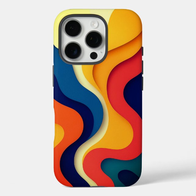 Farbenfrohe Abstrakte Waves iPhone 16 Pro Hülle (Rückseite)