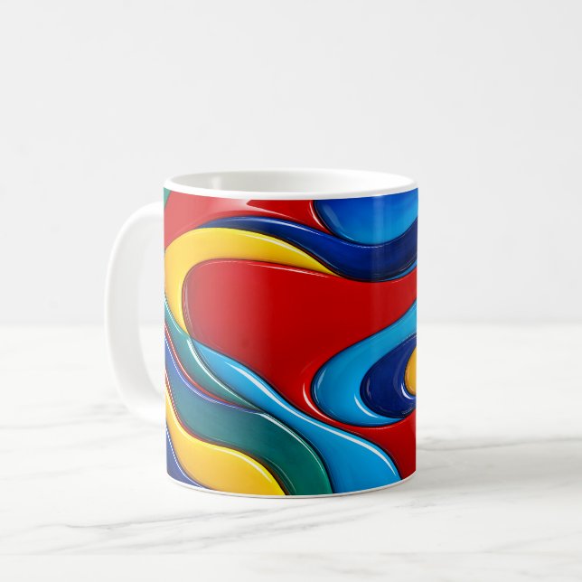 Farbenfrohe Abstrakte Waves Kaffeetasse (Vorderseite Links)