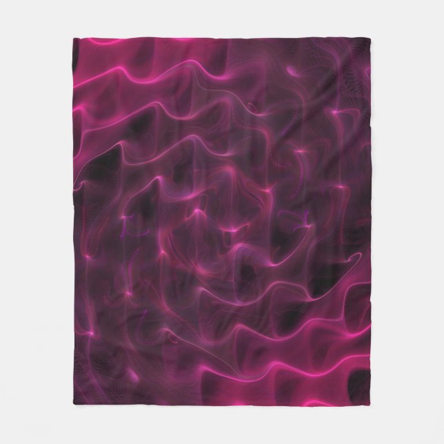 Farbenfrohe Abstrakte Waves Schwarzer Hintergrund Fleecedecke (Vorderseite)