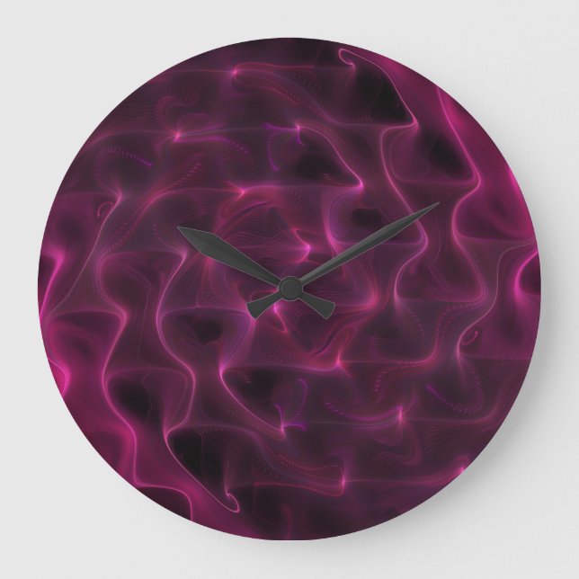 Farbenfrohe Abstrakte Waves Schwarzer Hintergrund Große Wanduhr (Vorderseite)