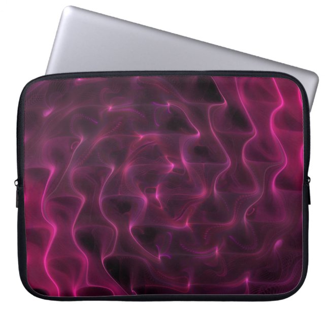 Farbenfrohe Abstrakte Waves Schwarzer Hintergrund Laptopschutzhülle (Vorderseite)