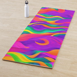 Farbenfrohe Abstrakte Wellengestaltung Yogamatte