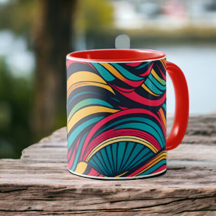 Farbenfrohe Abstrakte Wellenmuster Tasse