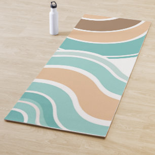 Farbenfrohe abstrakte wellige blaue orangebraune yogamatte