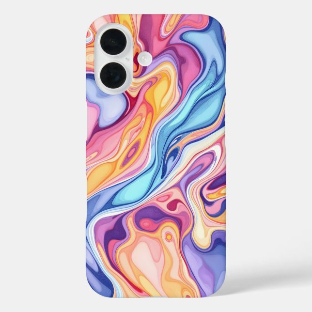 Farbenfrohe Abstrakte Wirbelschichtfeuchtigkeit iPhone 16 Hülle (Rückseite)