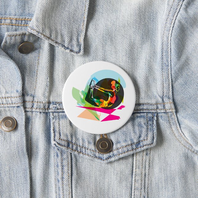 Farbenfrohe Abstrakte Yoga Pose Fitness und Wellne Button (Von Creator hochgeladen)