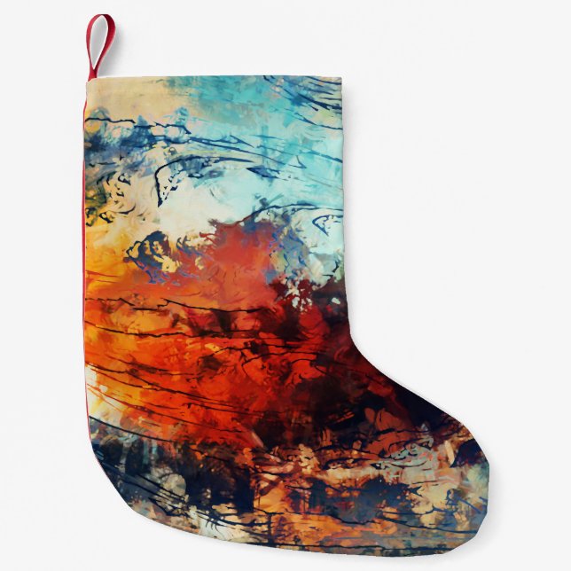 Farbenfrohe Abstrakte zeitgenössische Kunst Kleiner Weihnachtsstrumpf (Vorderseite)