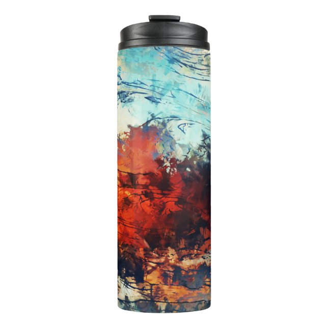 Farbenfrohe Abstrakte zeitgenössische Kunst Thermosbecher (Vorderseite)