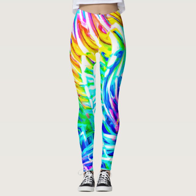 Farbenfrohe Abstraktionsmuster Leggings (Vorderseite)