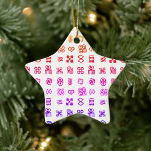 Farbenfrohe Adinkra African Symbols Keramik Ornament