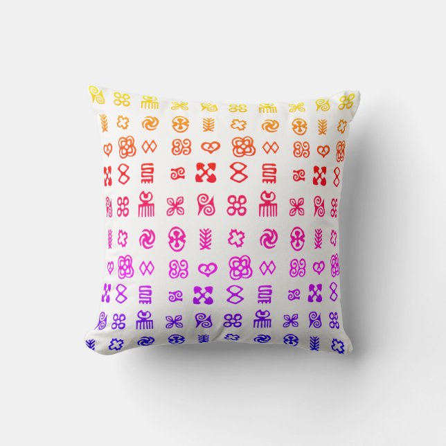 Farbenfrohe Adinkra-afrikanische Symbole Kissen (Vorderseite)