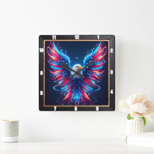 Farbenfrohe Adler Modern Quadratische Wanduhr