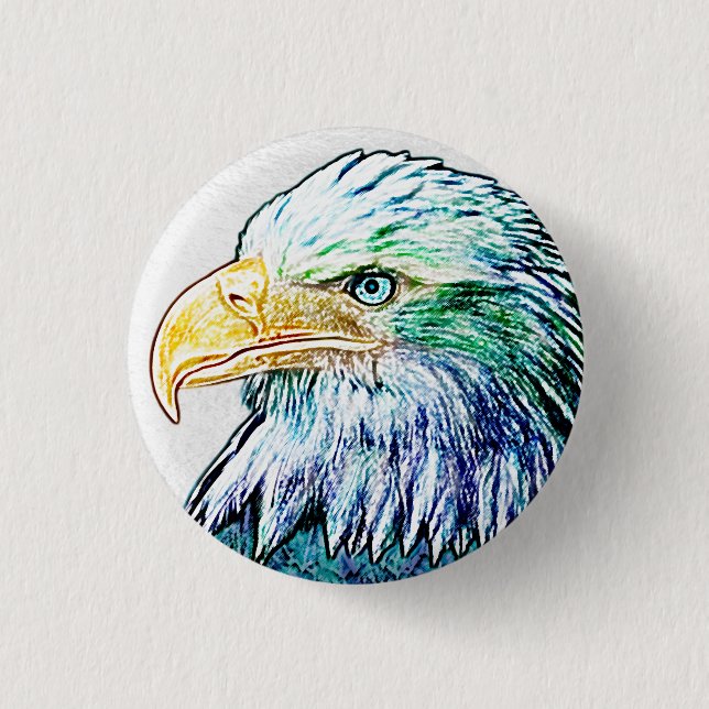 Farbenfrohe Adlerskizze Button (Vorderseite)