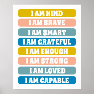 Farbenfrohe Affirmation für Kinder Kinderzimmer De Poster