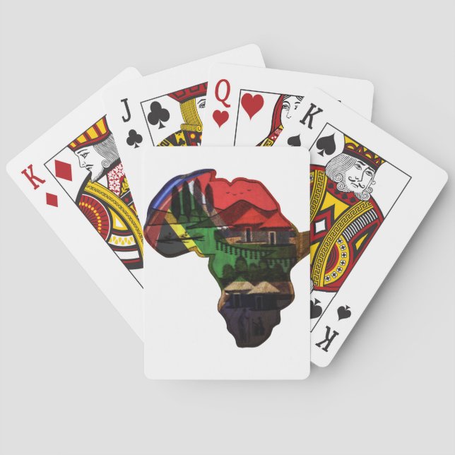 Farbenfrohe Afrika-Landkarte Spielkarten (Rückseite)