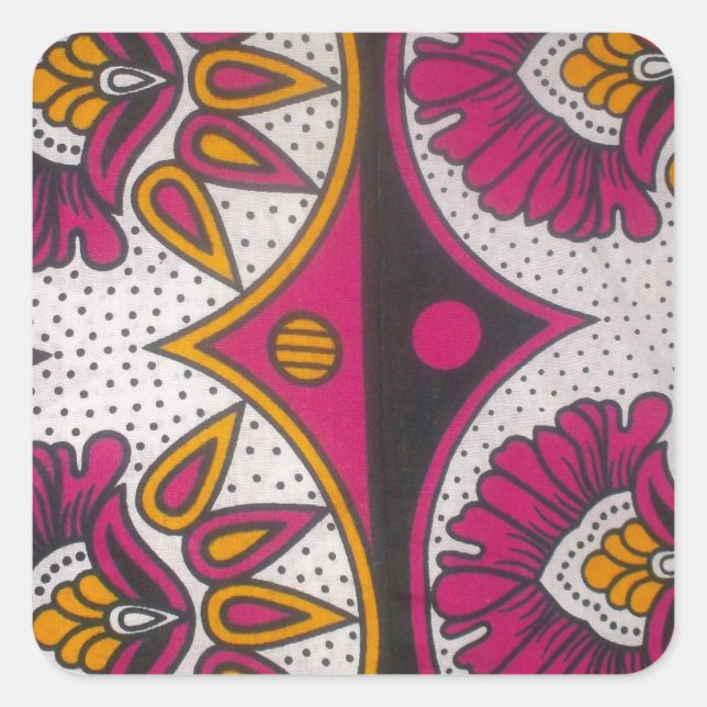 Farbenfrohe afrikanische Stoffe Motif Quadratischer Aufkleber (Vorderseite)