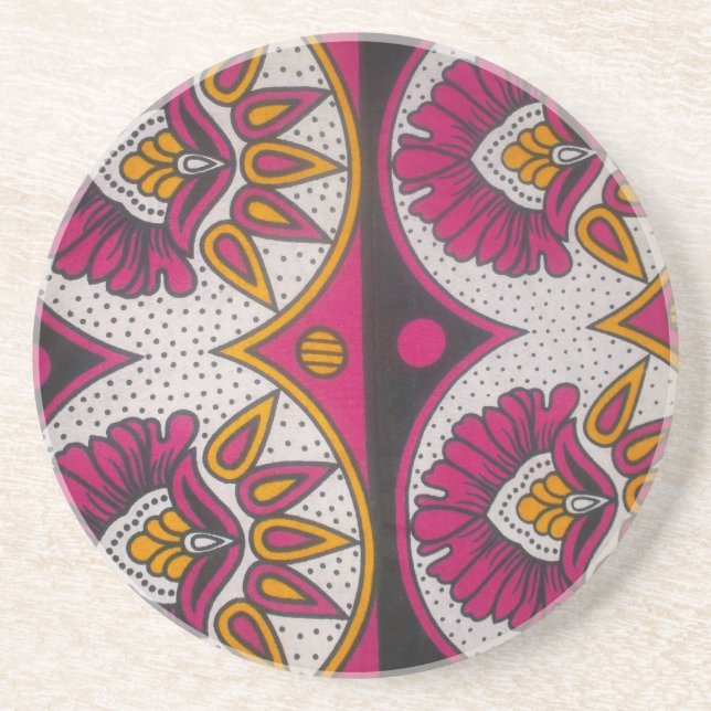 Farbenfrohe afrikanische Stoffe Motif Sandstein Untersetzer (Vorne)