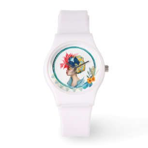 Farbenfrohe afrikanische Uhr