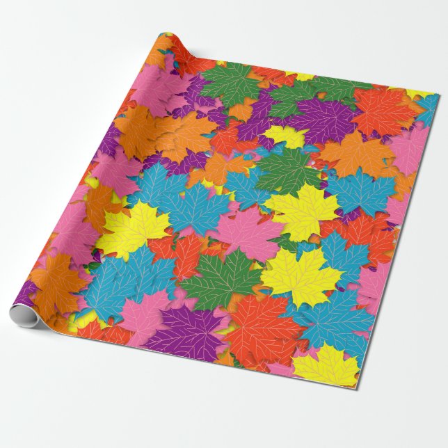 Farbenfrohe Ahorn-Blätter Geschenkpapier (Ungerollt)