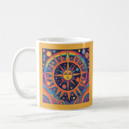 Farbenfrohe AI Celestis Sun and Planets Kaffeetasse