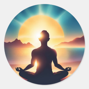 Farbenfrohe Ai Motivierend Yoga Meditation Atmen Runder Aufkleber