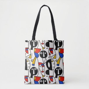 Farbenfrohe Alberne Gesichter Picasso Kubismus Sti Tasche