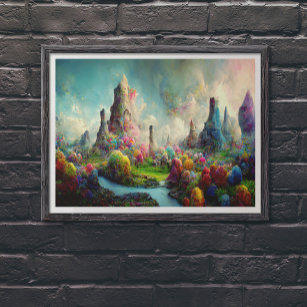 Farbenfrohe Alien Fantasy Nature Landschaft Poster