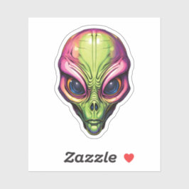 Farbenfrohe Alien im Weltraum vor der Alien des Ca Aufkleber