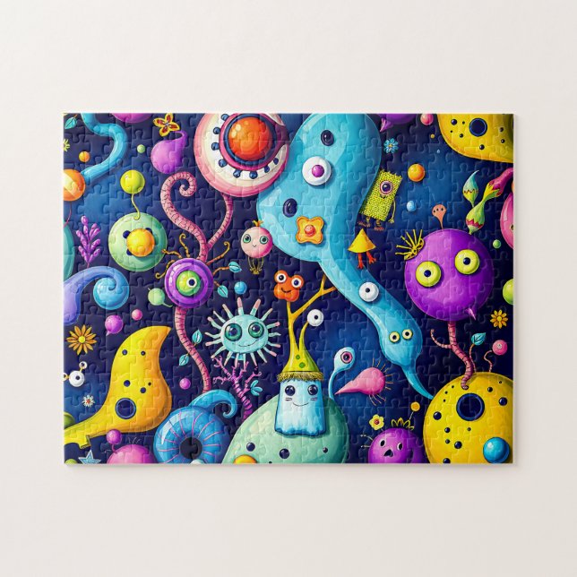 Farbenfrohe Alien Monster Party Design (Horizontal)