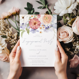 Farbenfrohe, alle Jahreszeiten florale Engagement  Einladung