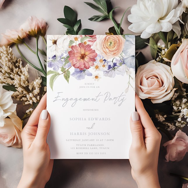 Farbenfrohe, alle Jahreszeiten florale Engagement  Einladung (Von Creator hochgeladen)