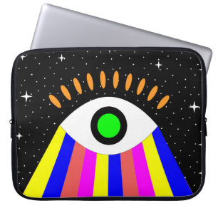 Farbenfrohe alles Auge flaches Design mit Sternen  Laptopschutzhülle