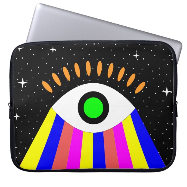 Farbenfrohe alles Auge flaches Design mit Sternen  Laptopschutzhülle (Vorderseite)