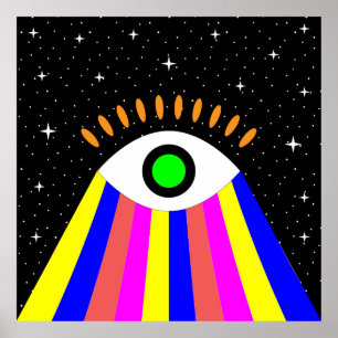 Farbenfrohe alles Auge flaches Design mit Sternen Poster